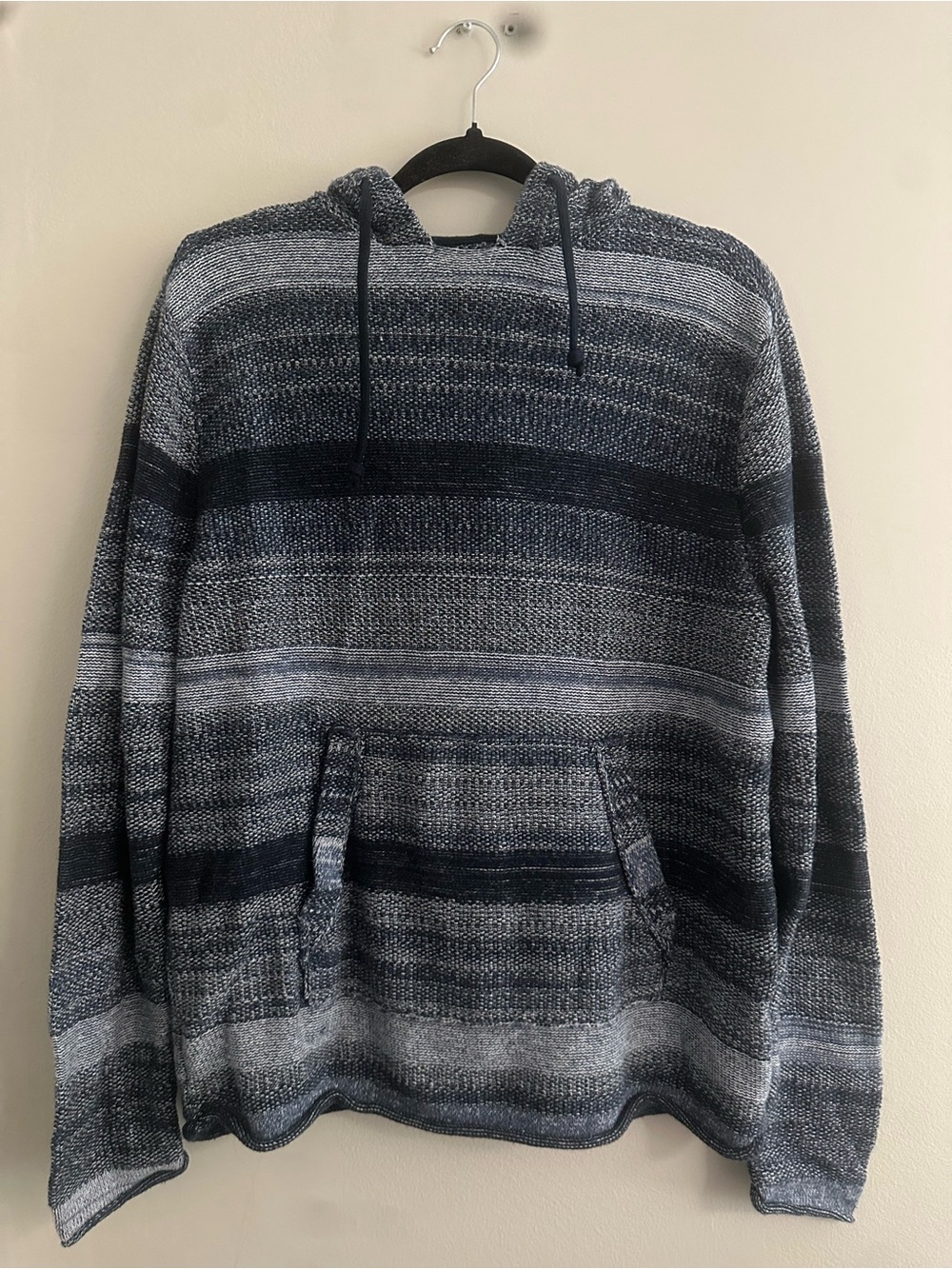 Mens Medium Abercrombie & Fitch Striped Crewneck Hoodie - BLUE